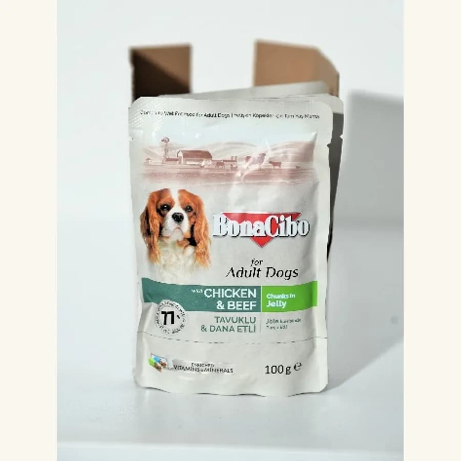 Product photo: BONACIBO ADULT DOG chicken & beef 100G