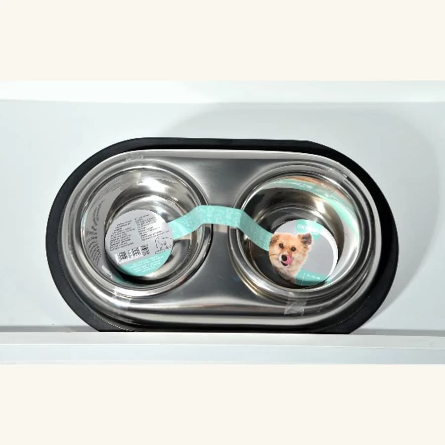 Product photo: double bowl for food stainless steel