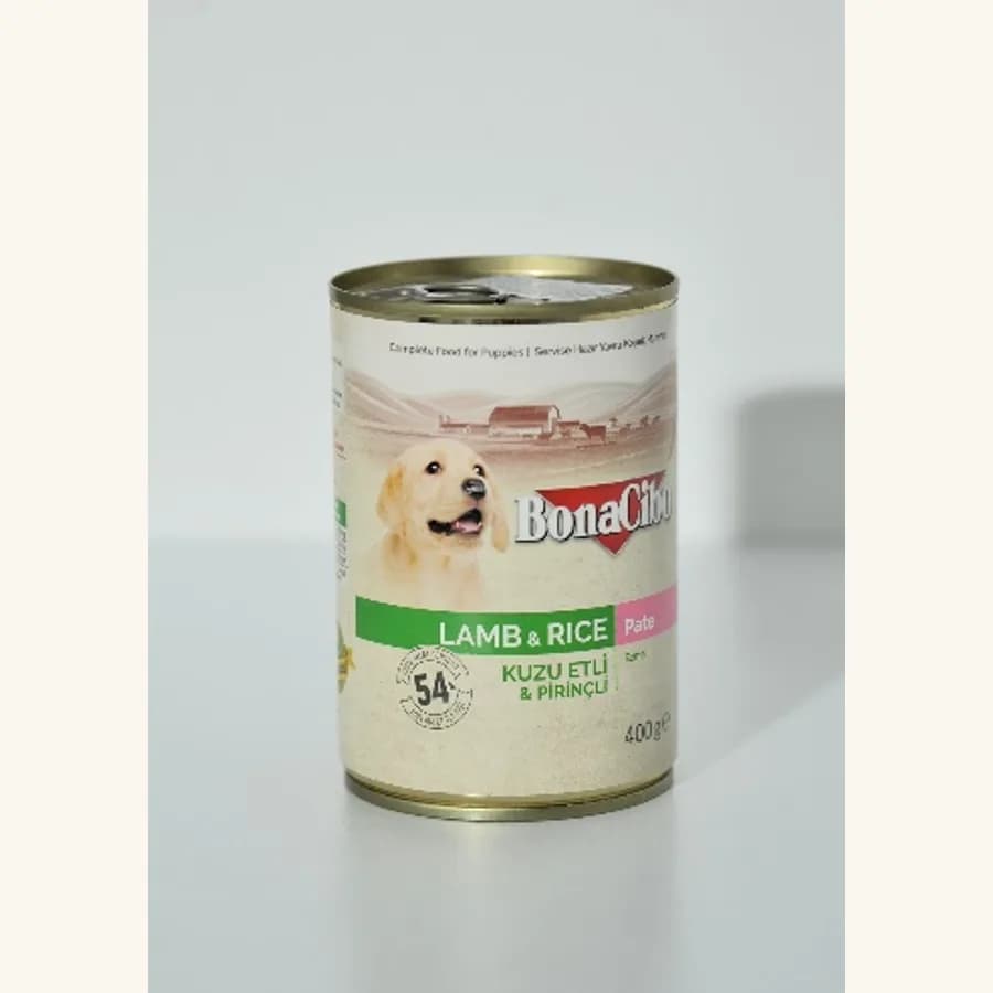 Product photo: BONACIBO canned food PUPPY lamb & rice 400G